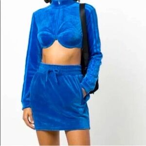 Jeremy Scott X Adidas Originals ‘DIP’ Collection Blue Velour Track Suit Top Nwt